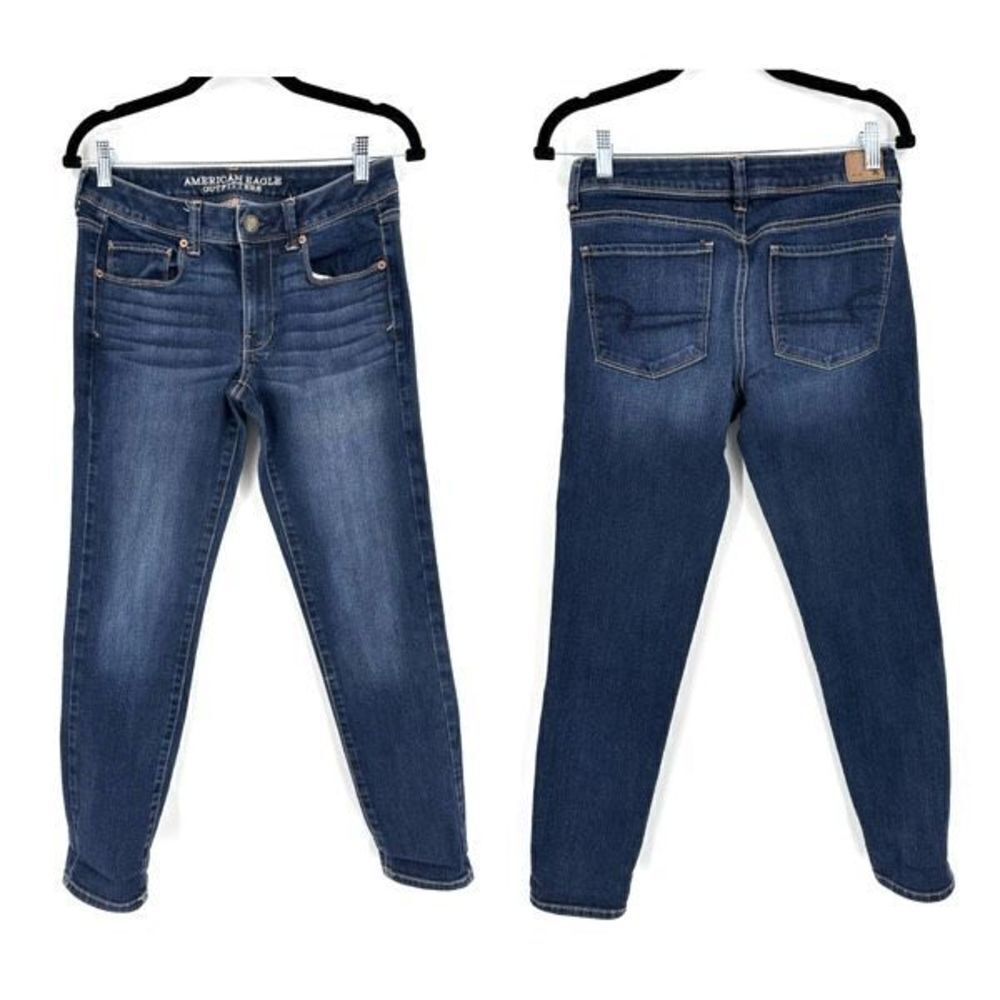 American Eagle Outfitter Women's Mid-Rise Super Skinny Jeans Blue Denim Size 6R